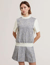 EZZELI: Boucle Front Short Sleeve Sweater