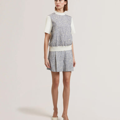 EZZELI: Boucle Front Short Sleeve Sweater