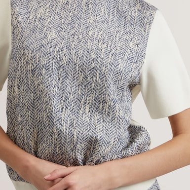 EZZELI: Boucle Front Short Sleeve Sweater