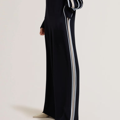 Women's GORJJA-Piping Detail Wide Leg Crepe Navy