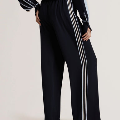Women's GORJJA-Piping Detail Wide Leg Crepe Navy