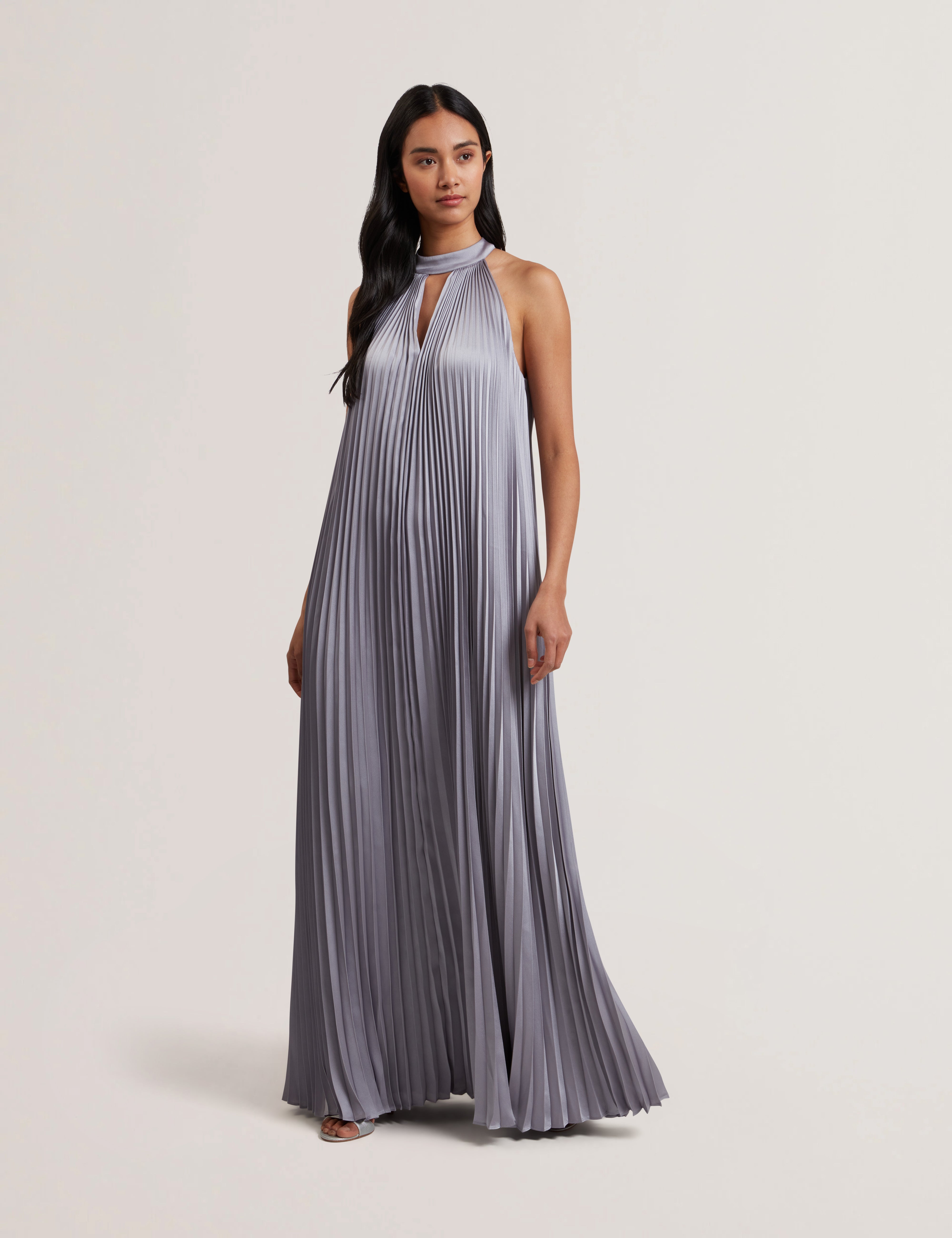 Womens GRENYA-Pleated V-neck Maxi Dress