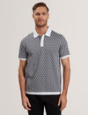 Mens HAMISHS-SS Jacquard Stripe Geo Polo