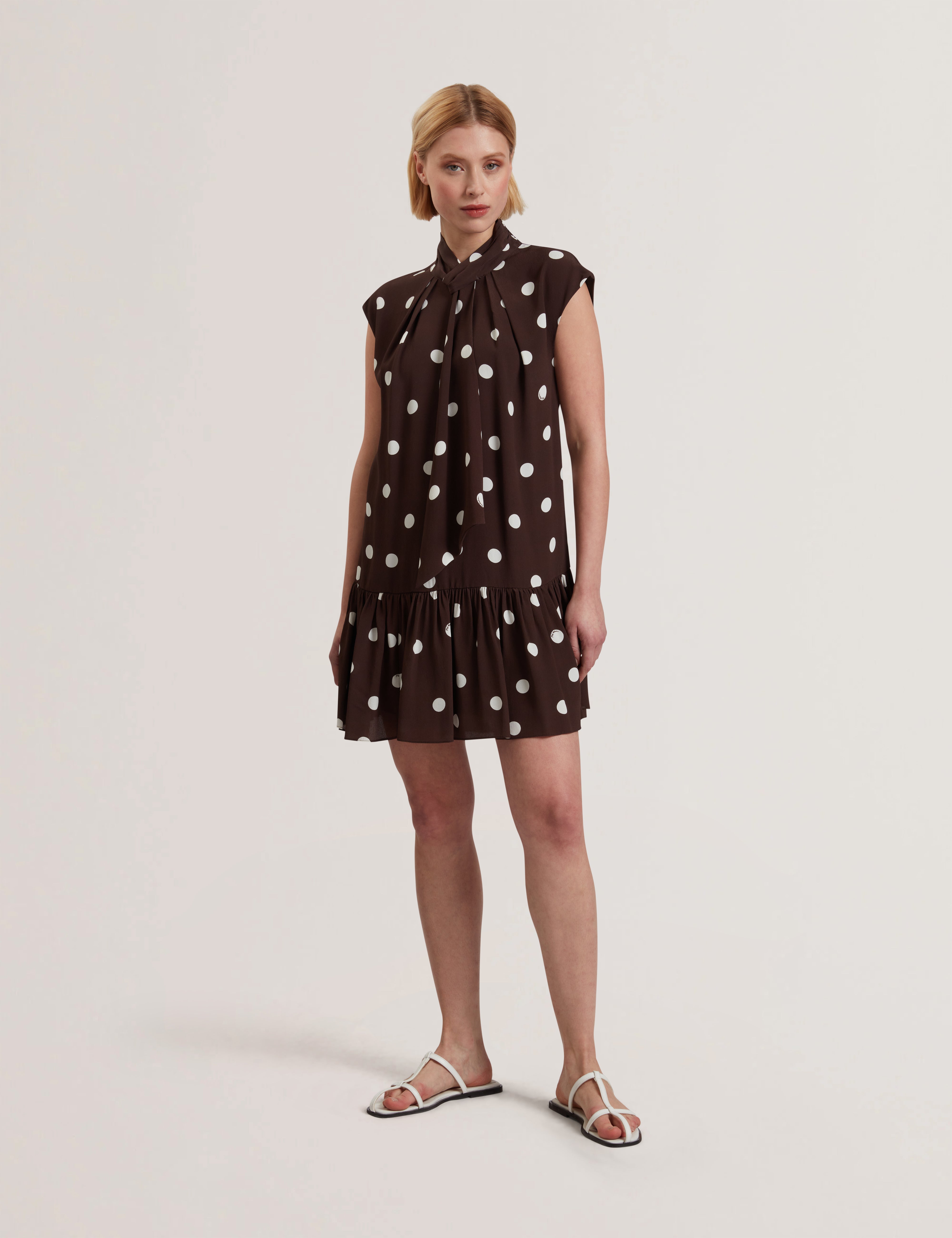 Women's JUTUVA-Scarf Detail Sleeveless Mini Dress Dk-Brown