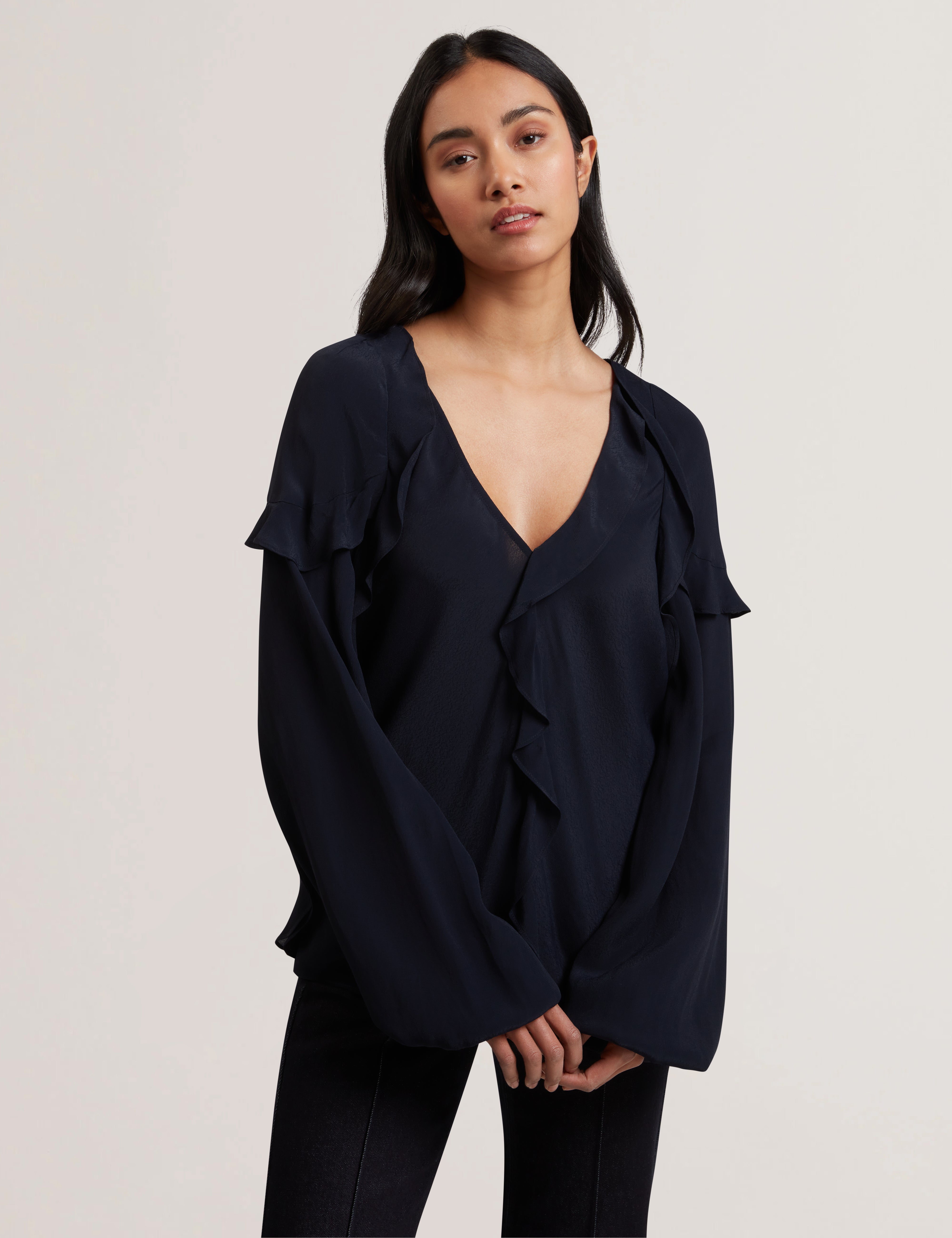 Women's KAYFA-Frill Detail Long Sleeve Blouse