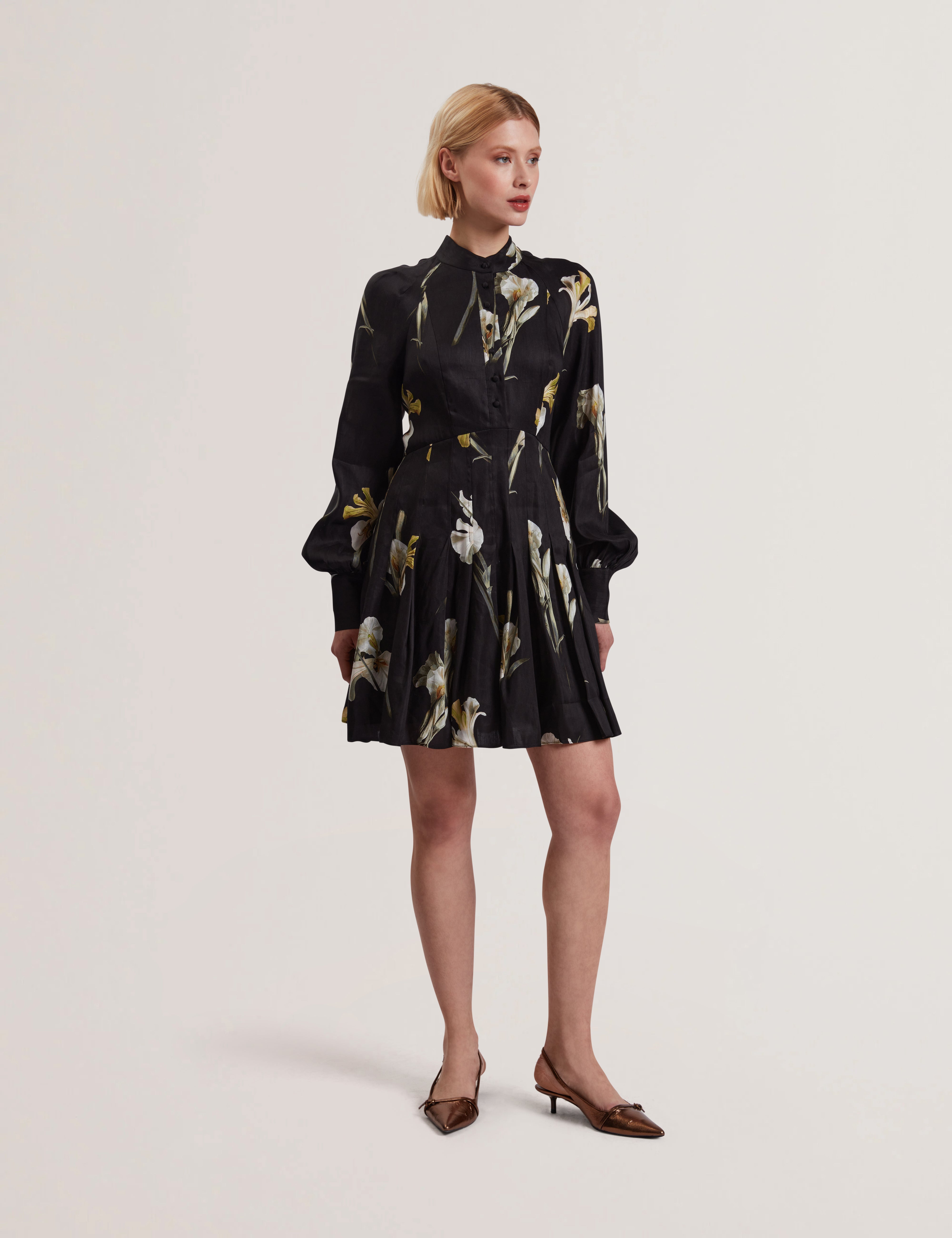 Women's KEEKAA-Linen Silk Pleated Mini Dress