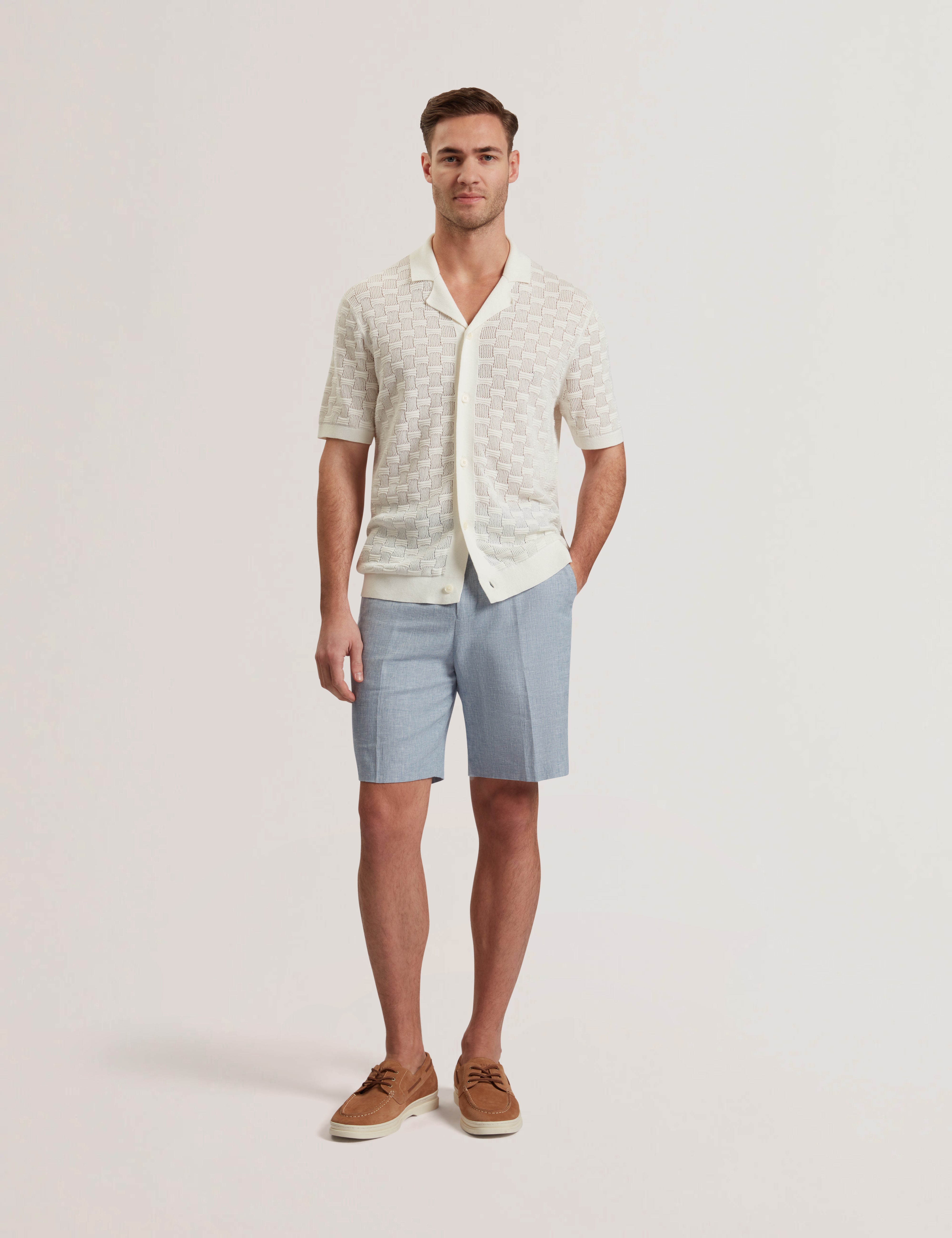 Men's KENLEYS-Stretch Linen Short Lt-Blue