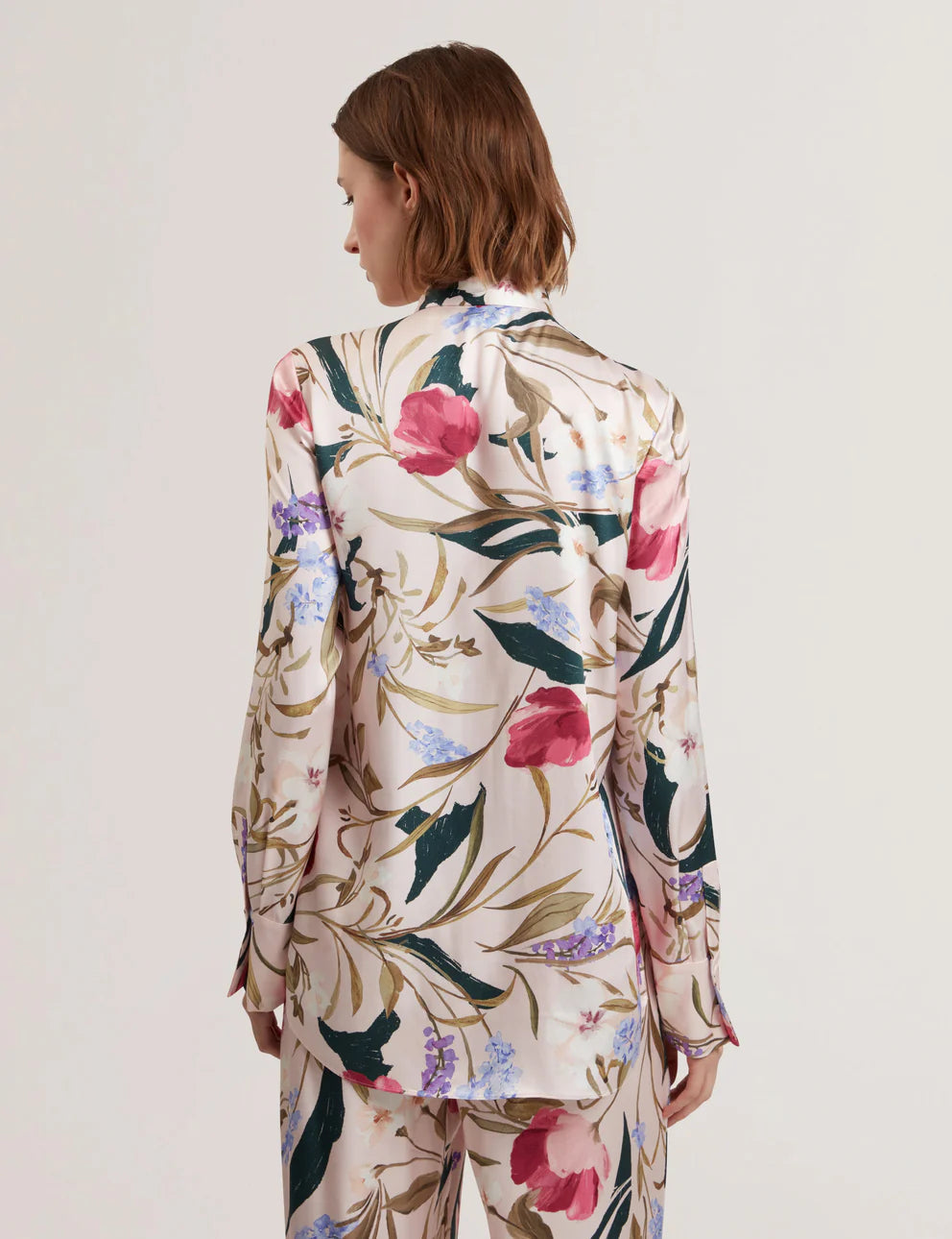 Women's LEEYAA-Floral Printed Tie Front Blouse