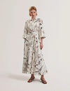 Women's LUWISA-Linen Silk Pleated Midi Dress