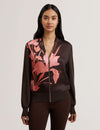 Women's MATIINA-Printed Woven Front Zipped Cardigan