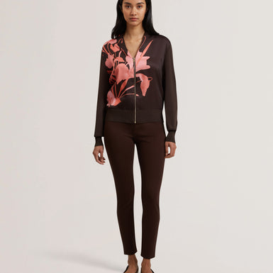 Women's MATIINA-Printed Woven Front Zipped Cardigan