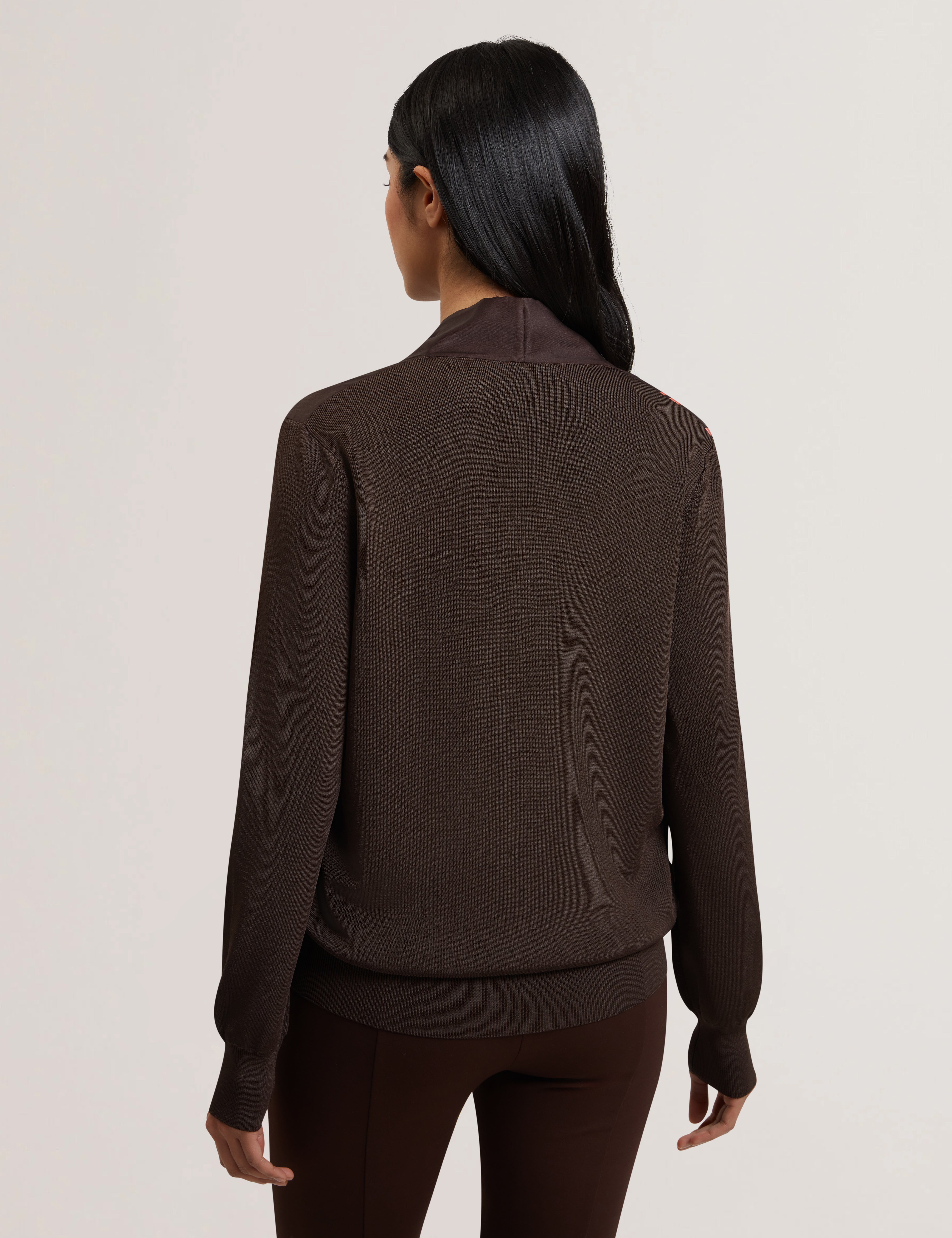 Women's MATIINA-Printed Woven Front Zipped Cardigan