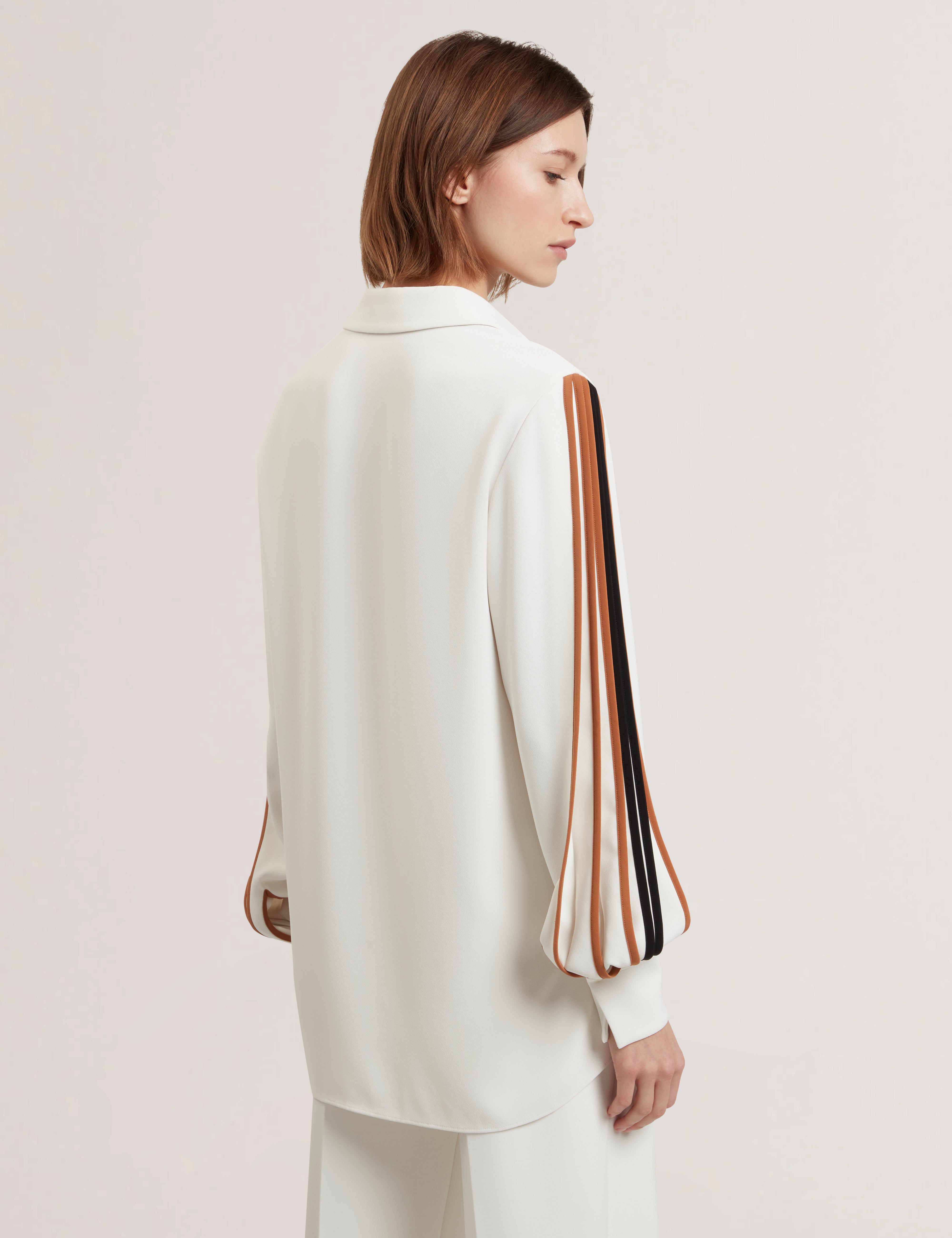 Women's MIRITI-Piping Detail Long Sleeve Shirt Ivory