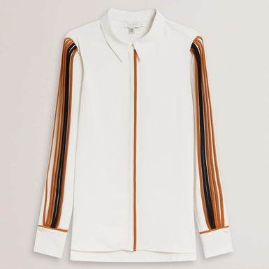 Women's MIRITI-Piping Detail Long Sleeve Shirt Ivory