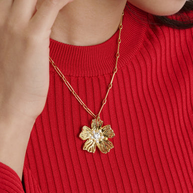 Women's PETRICE: Flower Statement Crystal Pendant