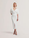 Women's REBEXXA-V-Neck Knitted Midi Dress Ivory
