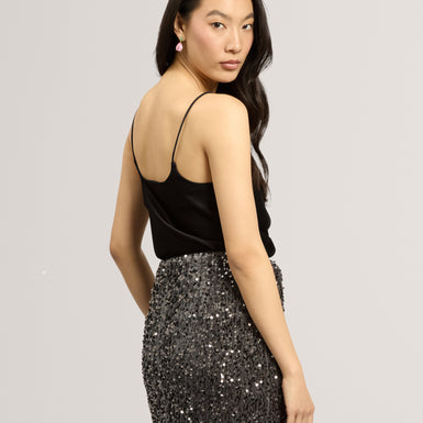 KITI: Satin Cowl Neck Cami Top