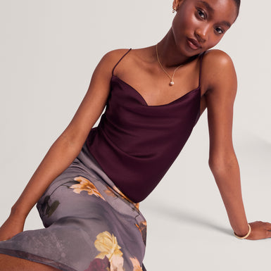 KITI: Satin Cowl Neck Cami Top