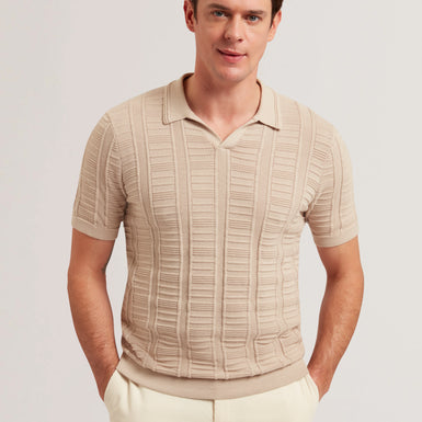 Mens RUZZA-SS Open Neck Textured Polo