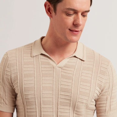 Mens RUZZA-SS Open Neck Textured Polo