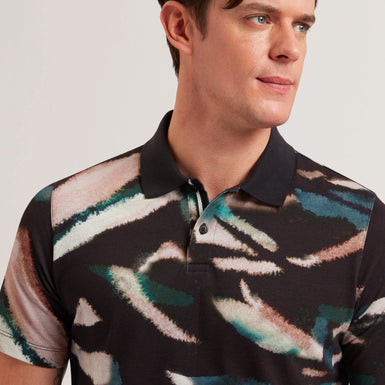 Mens DIAOUNE-SS All-Over Leaf Printed Polo