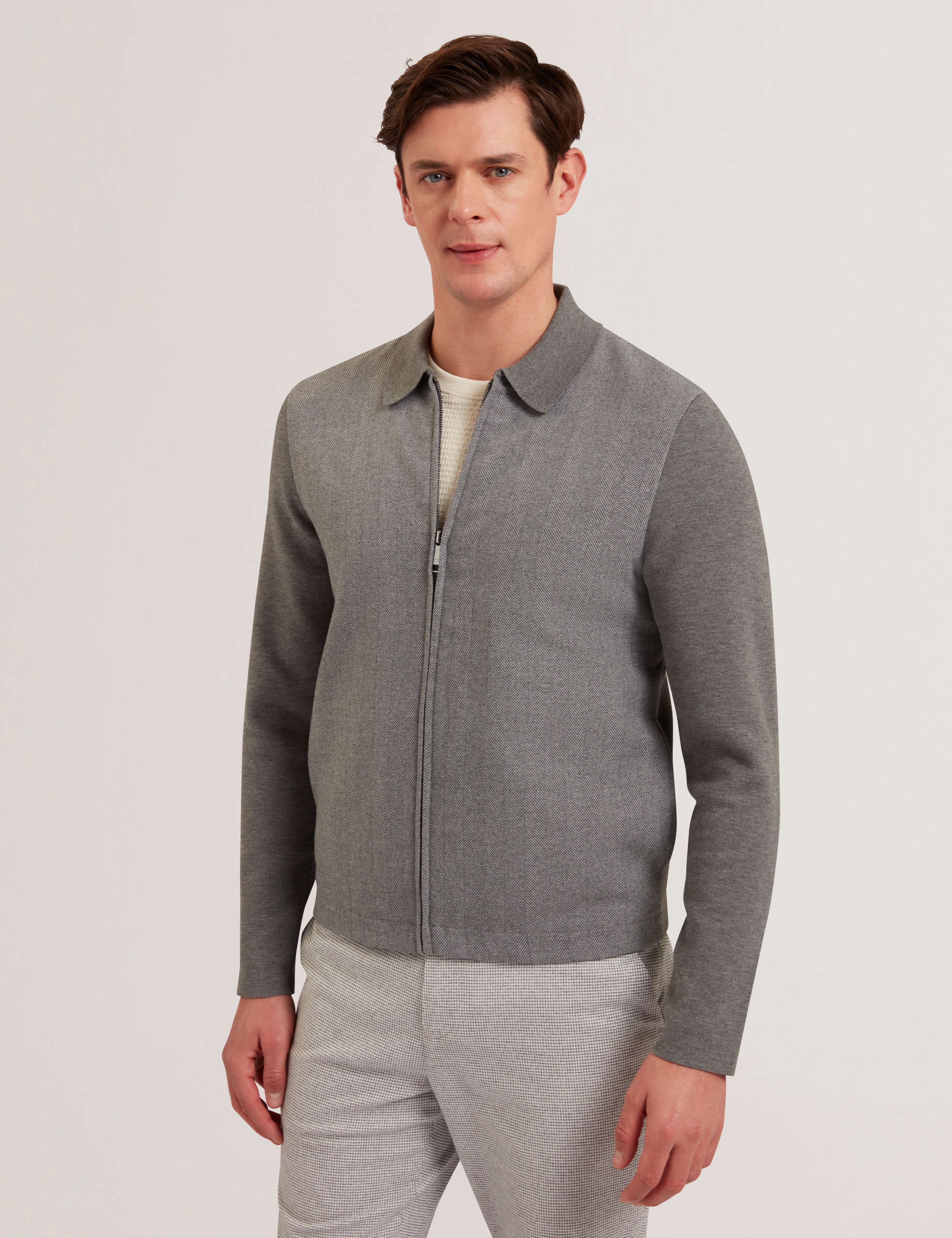 Mens DEJO-Herringbone Front Zip Through