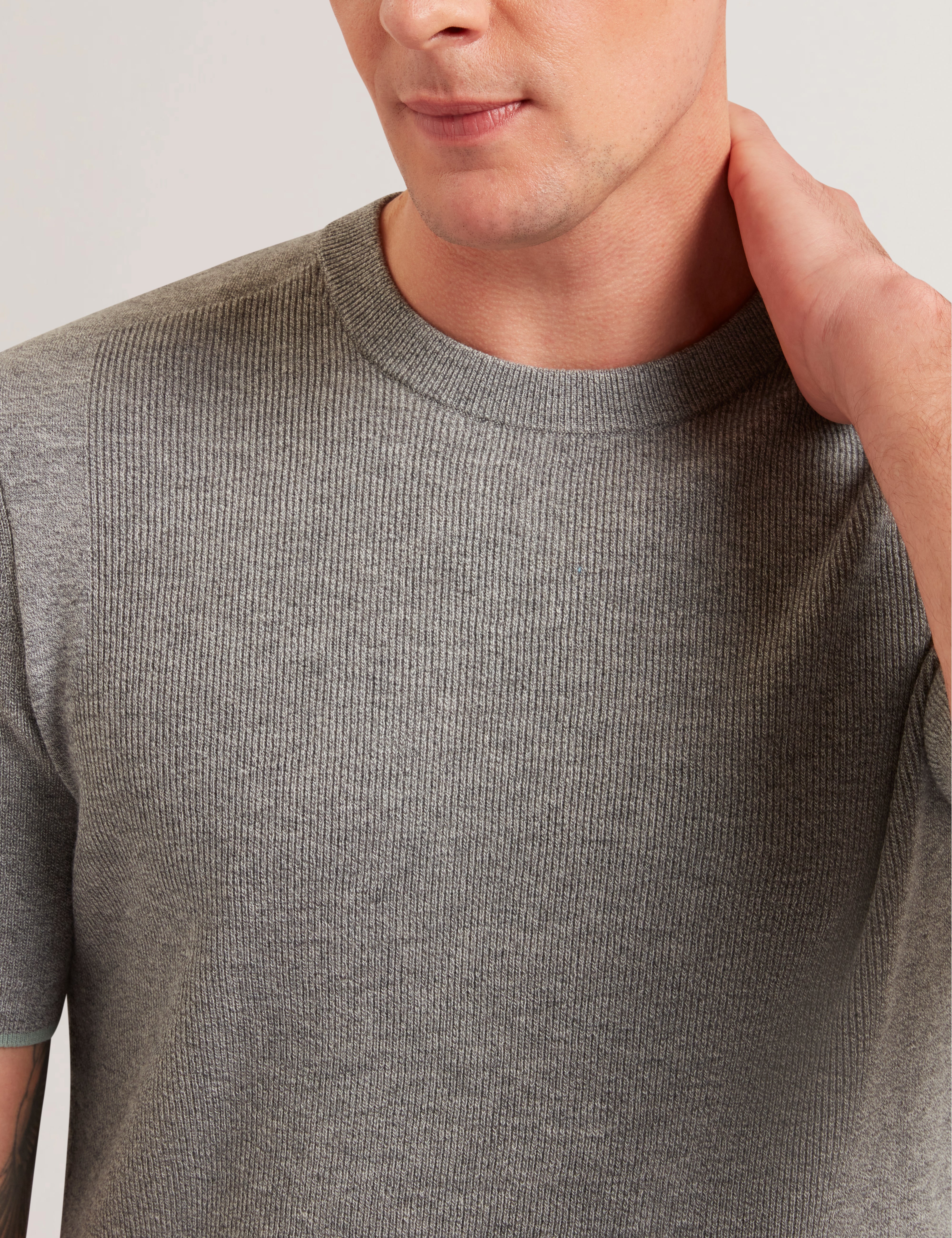 Men's VOISIN-SS Mixed Ribbed T-Shirt