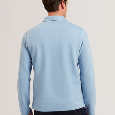 Men's KALEND-LS Zip Herringbone Polo Blue
