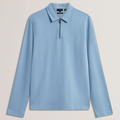 Men's KALEND-LS Zip Herringbone Polo Blue