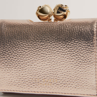 ROOSA: Rose Detail Leather Small Bobble Purse