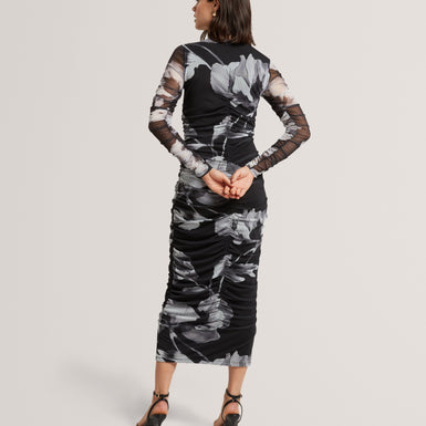 ARIETTY: Ruched Bodycon Midi Dress