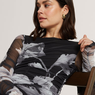 ARIETTY: Ruched Bodycon Midi Dress