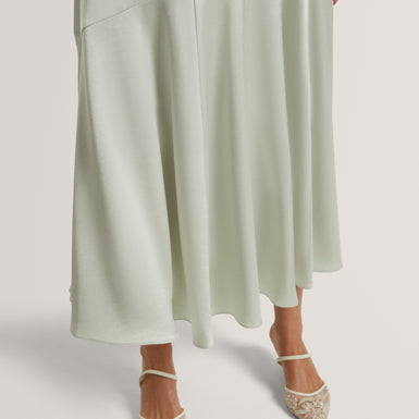 HARLAH: Midi Skirt With Diagonal Seam Detail