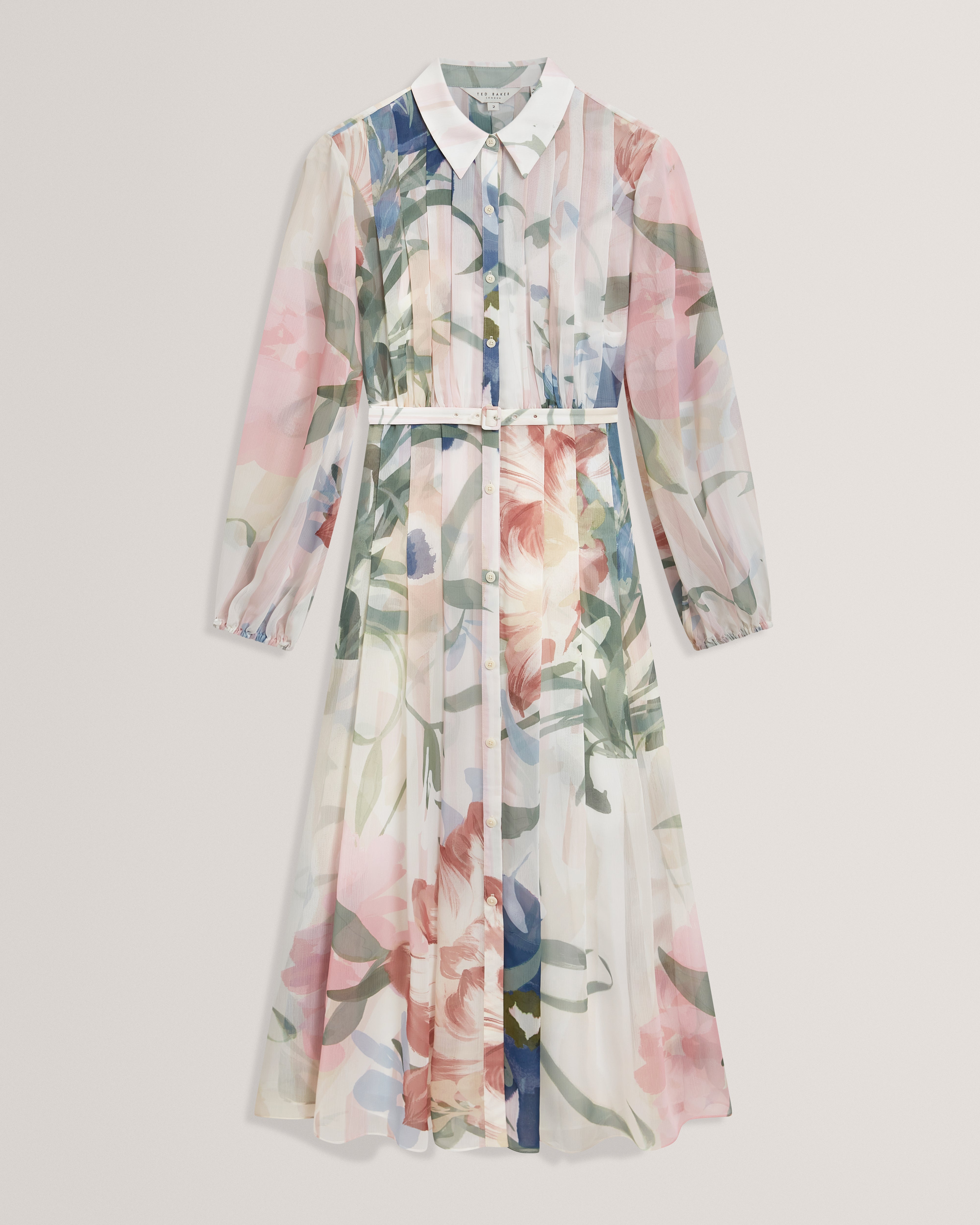 ARNIA: Pleated Midi Printed Shirt Dress