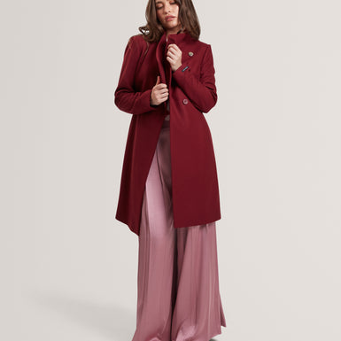 PPOPPYY: Mid Length Belted Wool Wrap Coat