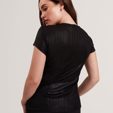 KATRINO: Metallic Short Sleeve Crew Neck Tee