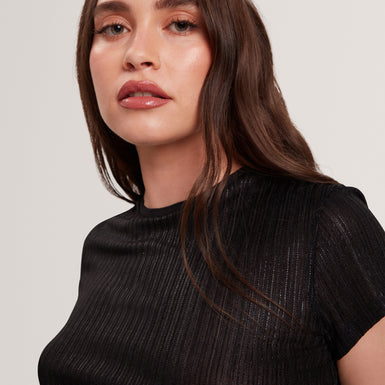 KATRINO: Metallic Short Sleeve Crew Neck Tee