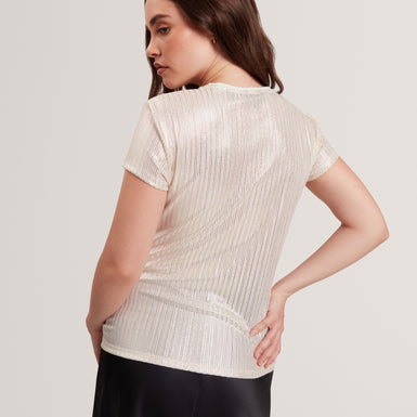 KATRINO: Metallic Short Sleeve Crew Neck Tee
