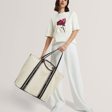 LAURINE: Canvas Webbing Detail Large Shopper