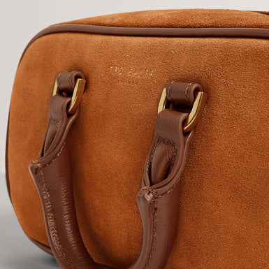 SHAYIA: Elongated Suede Boxy Top Handle Bag