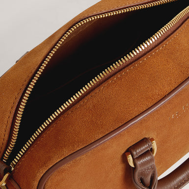 SHAYIA: Elongated Suede Boxy Top Handle Bag