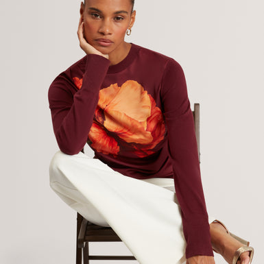 NIFORIA: Floral Print High Neck Sweater