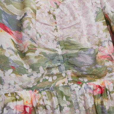 JONORA: Puff Sleeve Printed Midi Dress
