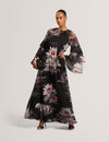 MOLIIA: Ruffled Long Sleeve Printed Maxi Dress