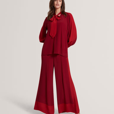 NEHLI: Tie Neck Long Sleeve Blouse