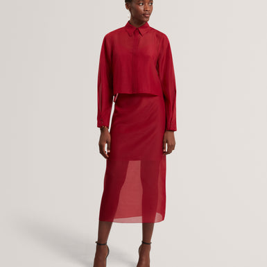 DEKA: Organza Overlay Midi Skirt