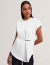 TEALLY: Metal Trim Gathered Short Sleeve T-Shirt