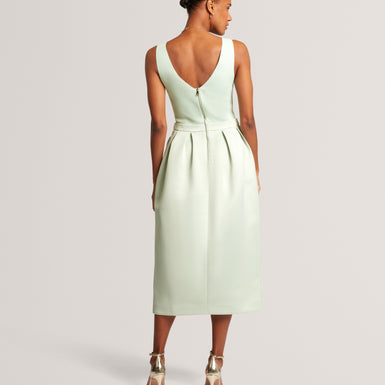 VERLENE: Mockable Midi Dress With Pleated Skirt