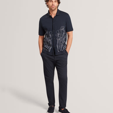 ACTTON: Ss Floral Embroidered Button Through Polo