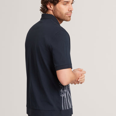 ACTTON: Ss Floral Embroidered Button Through Polo
